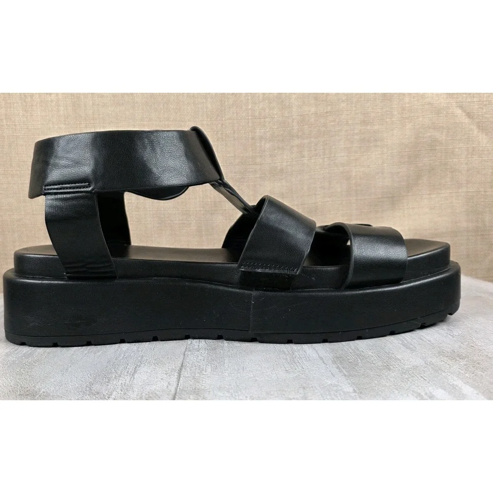 Torrid Women's Black Chunky Wedge Heel Gladiator‎ Sandals Grunge Goth Sz 10.5WW